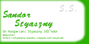 sandor styaszny business card